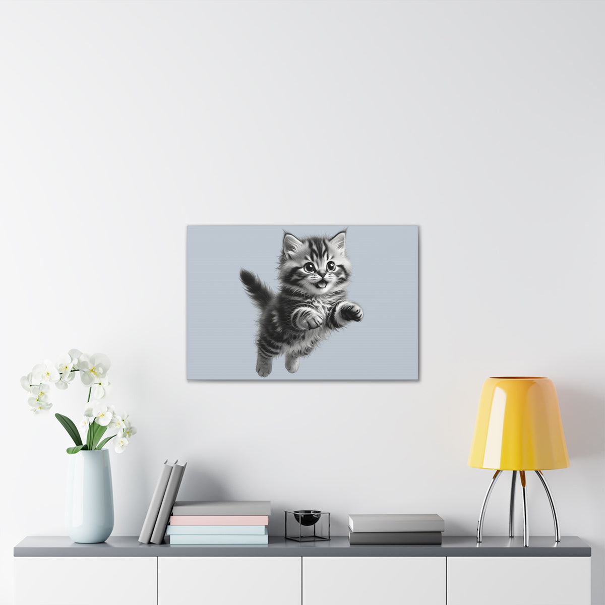 Playful tabby Kitten Canvas- Sage Collection- Bestie Best Decor Collection