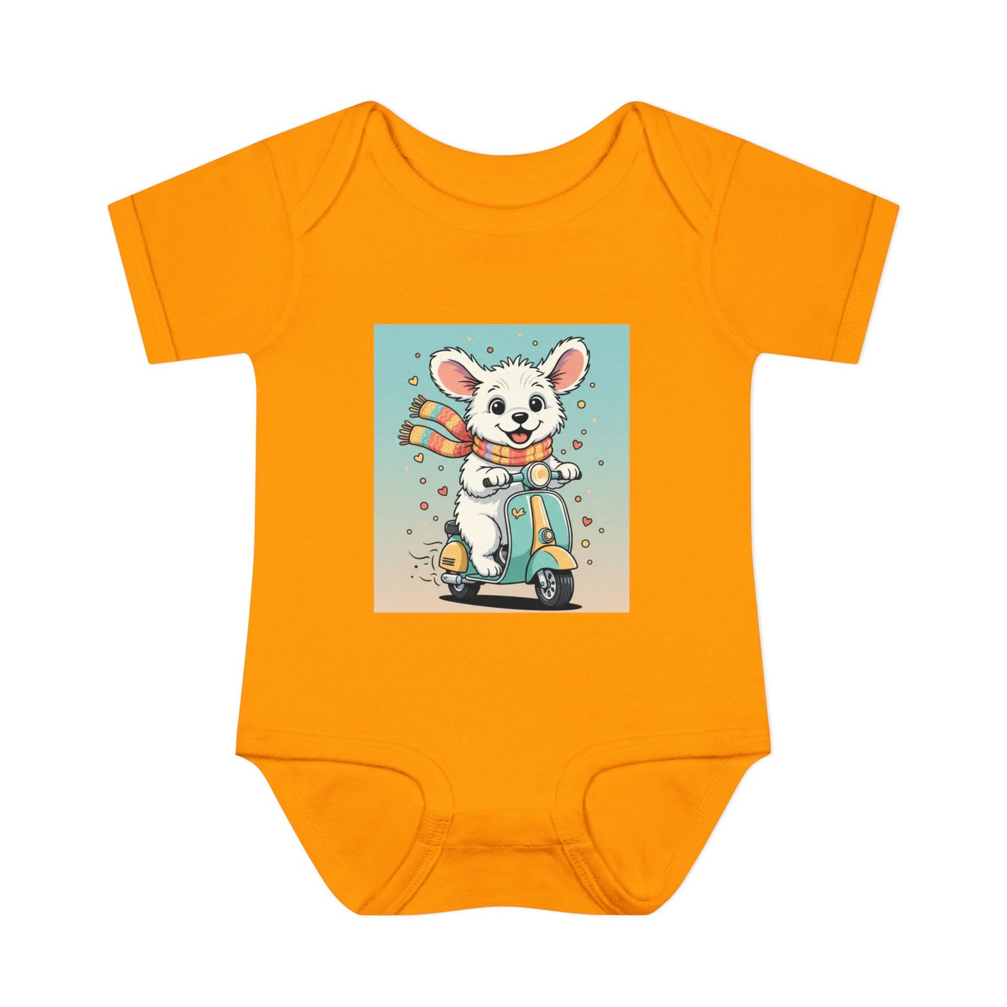 Cute Puppy & his Scooter- Infant Baby Rib Bodysuit- Unisex