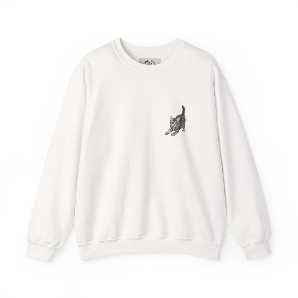 Playful Kitten Illustration Sweatshirt | Small Chest Cat Artwork
