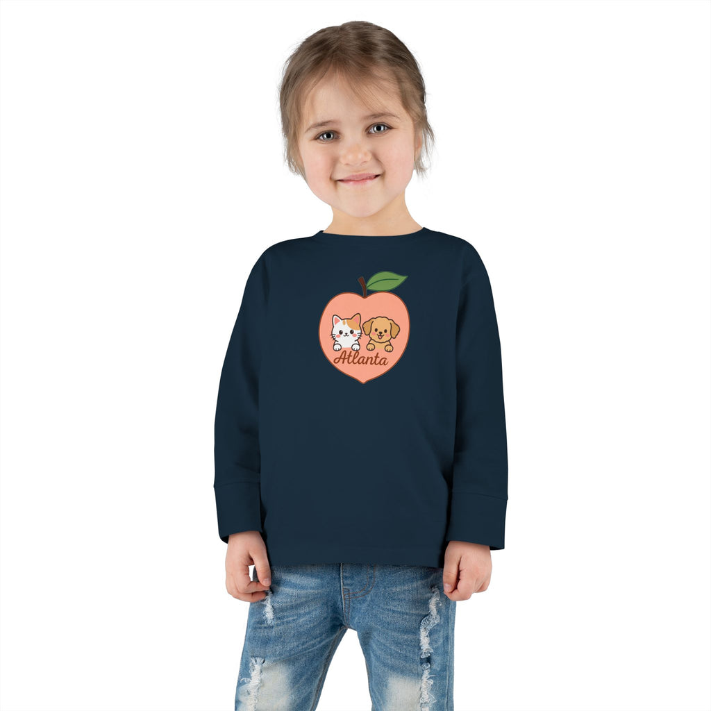 ATLANTA Peach Puppy and Kitten Toddler long sleeve tee | Cute Georgia design