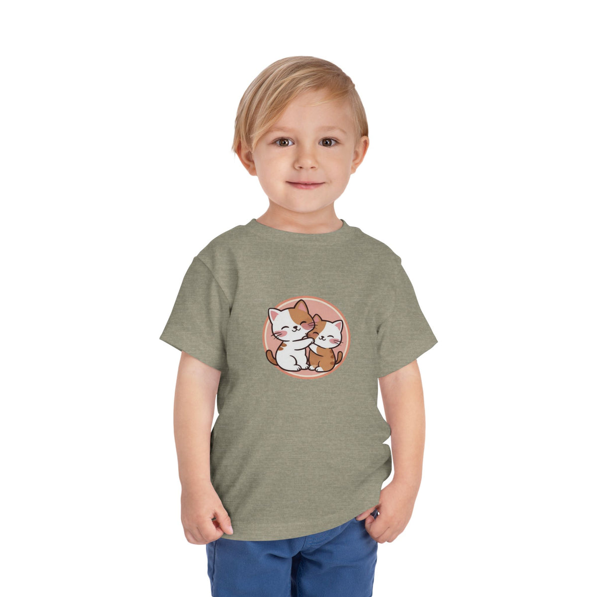 Kawaii Cats Peach Circle Toddler Tee | Atlanta Peach Back Print