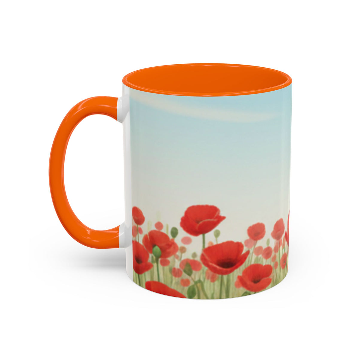 Poppy Field Accent Coffee Mug — Floral 11/15oz Ceramic Morning Cup Bright Uplifting