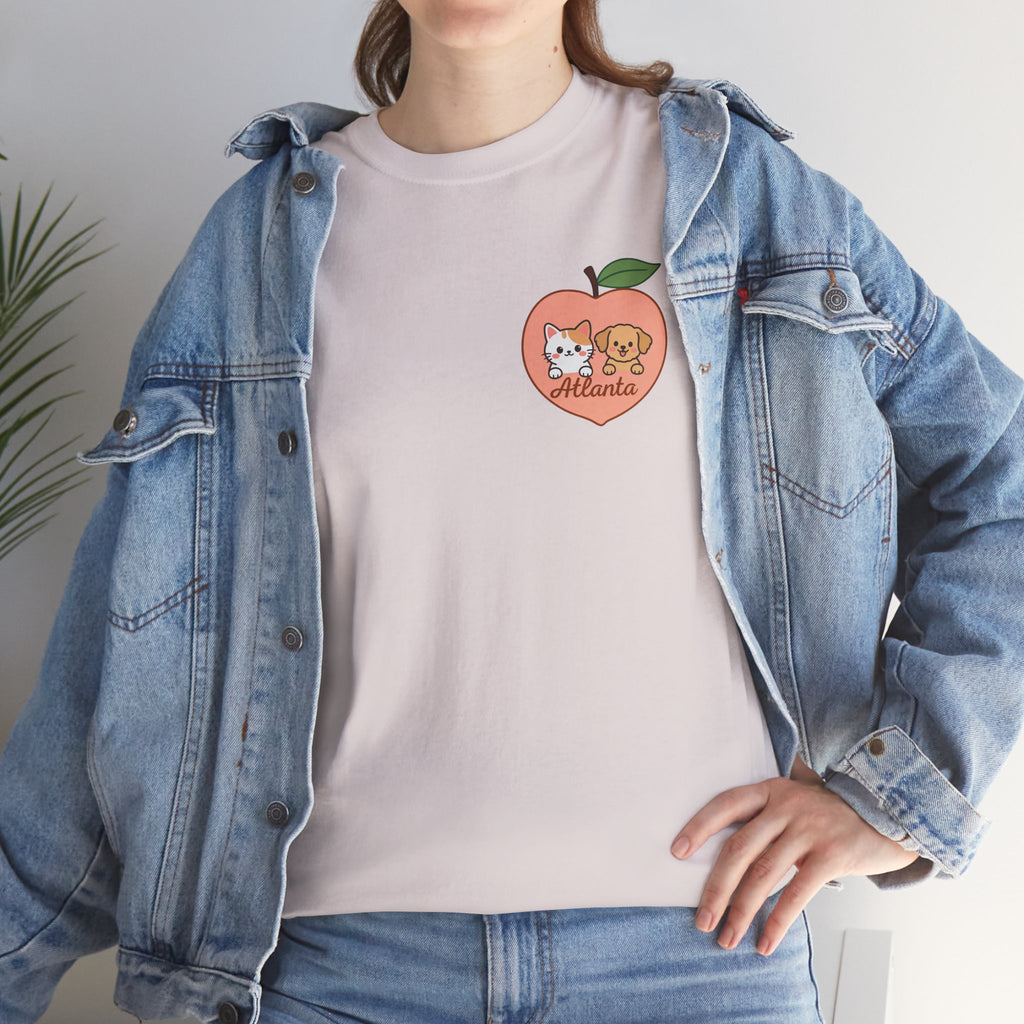 ATLANTA Peach Kitten & Doggie Tee | Cute GA Peach Illustration T-Shirt