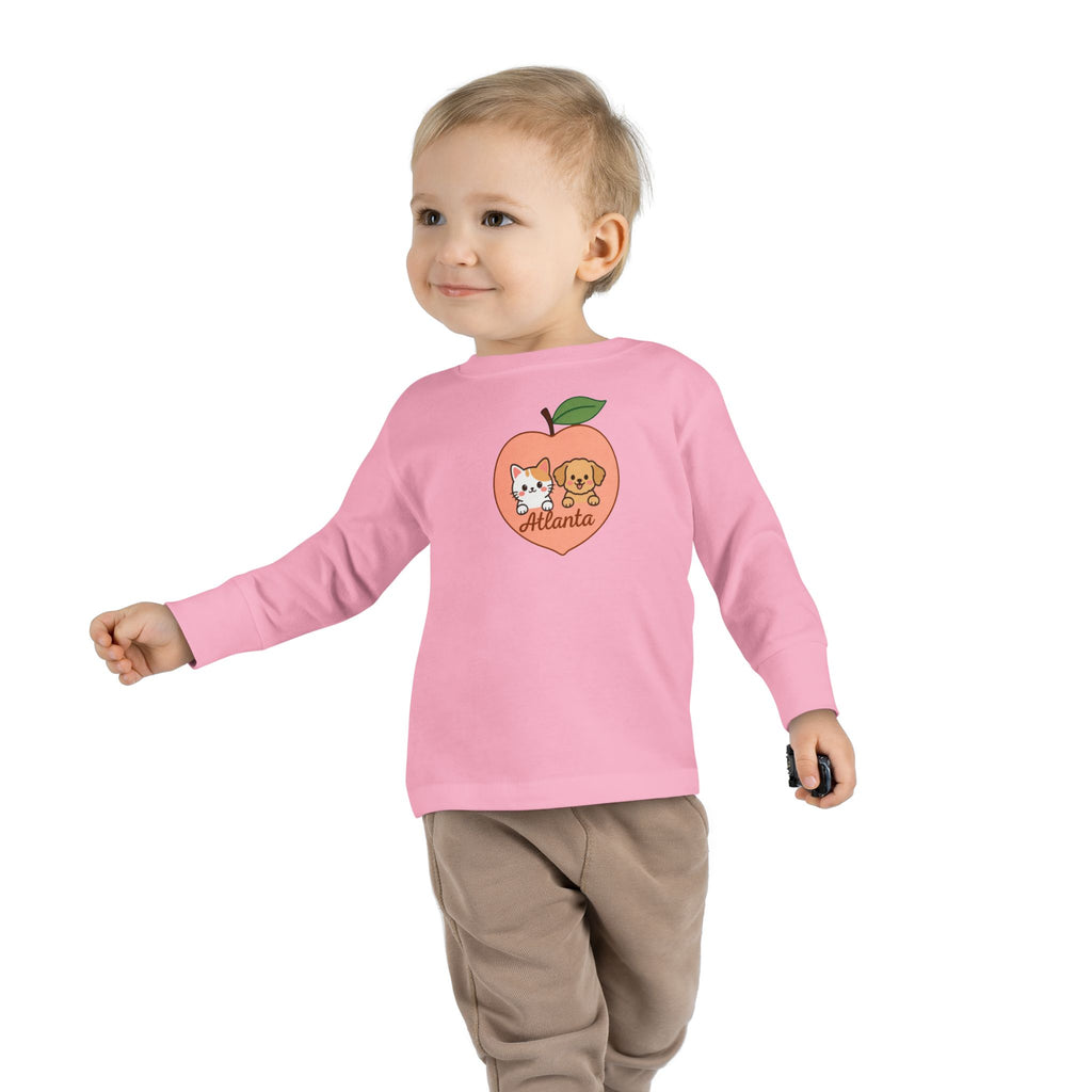 ATLANTA Peach Puppy and Kitten Toddler long sleeve tee | Cute Georgia design