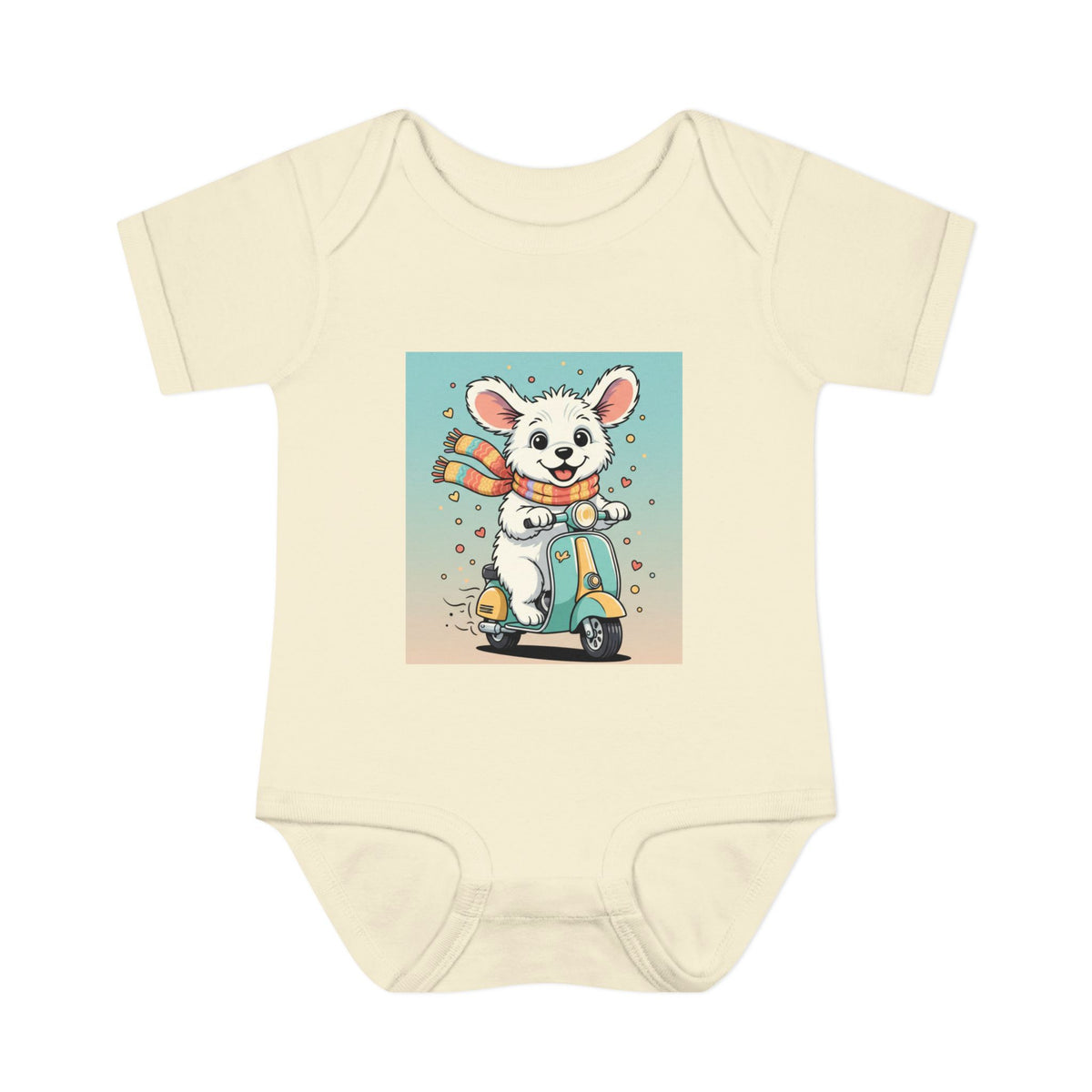 Cute Puppy & his Scooter- Infant Baby Rib Bodysuit- Unisex