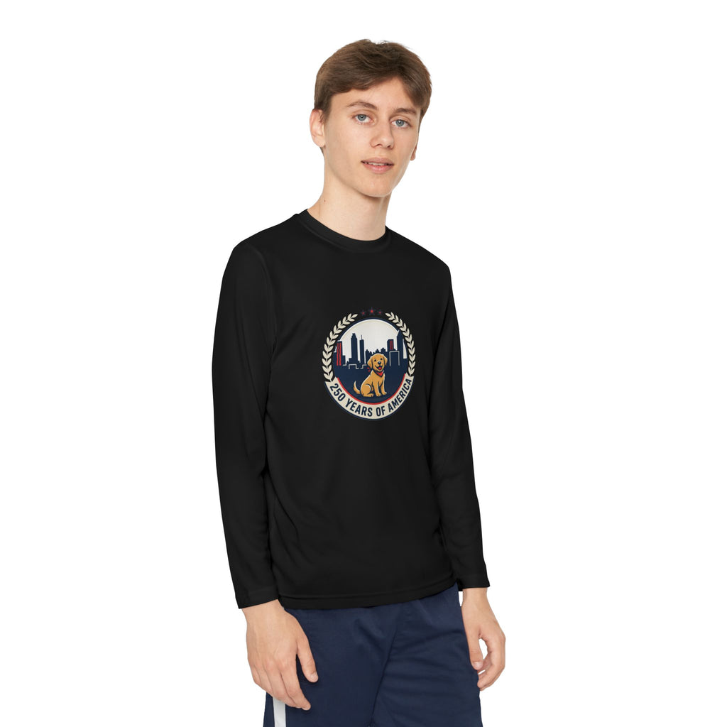 250 Years Celebration With Labrador in City Atlanta Skyline Tee | Youth Long Sleeve
