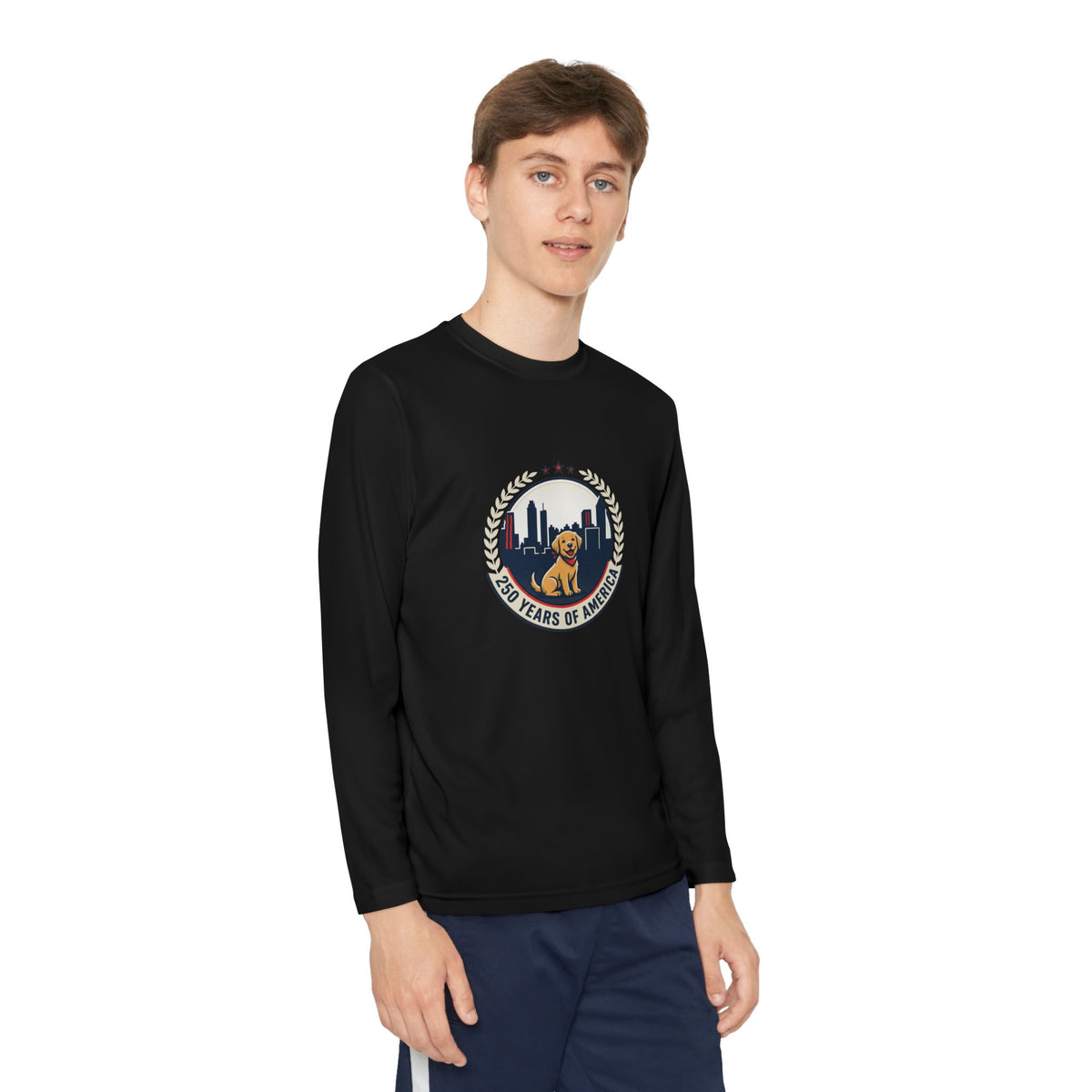 250 Years Celebration With Labrador in City Atlanta Skyline Tee | Youth Long Sleeve