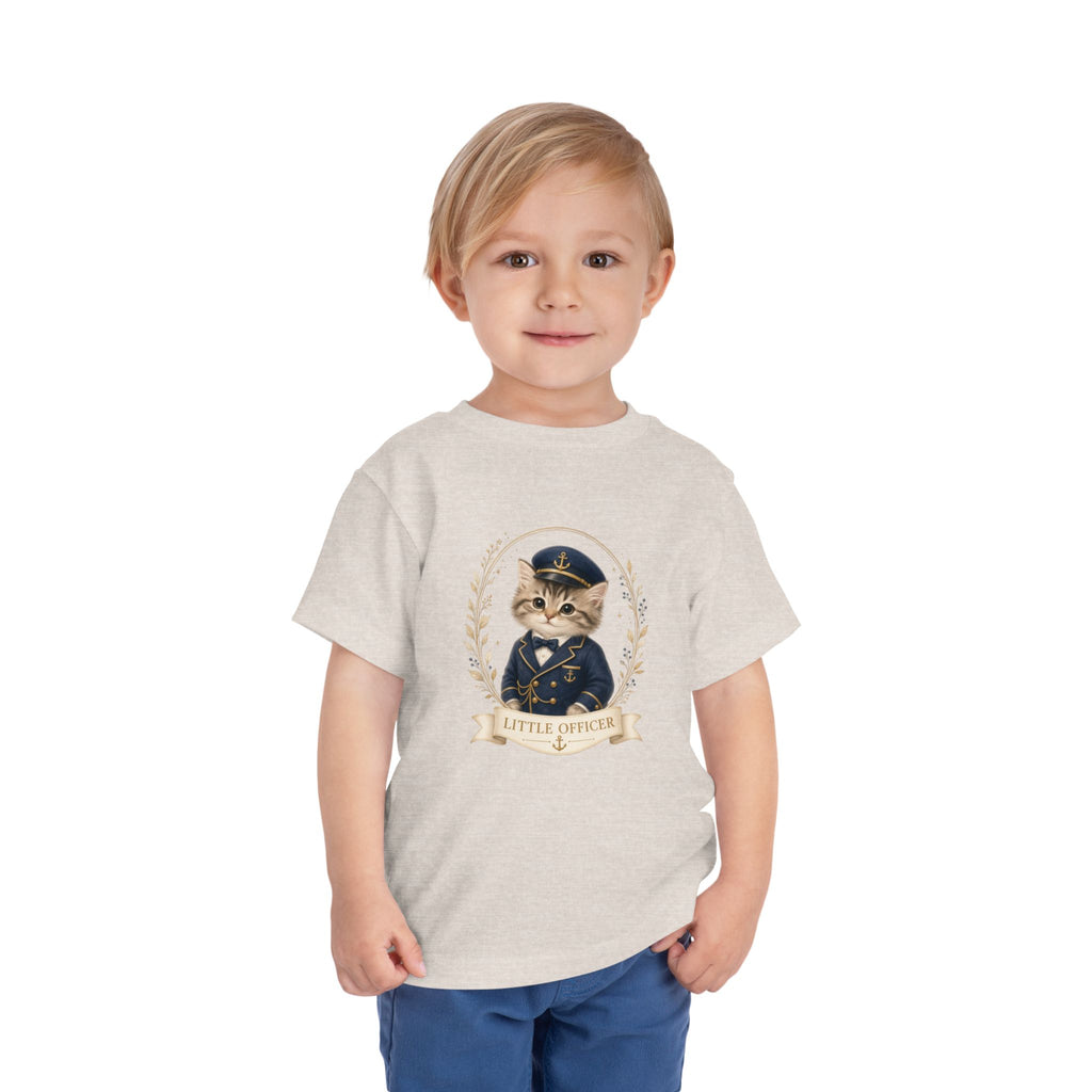 Little Officer Cat toddler tee | kitten captain illustration- Carmen Collection- Bestie Best Luxury Collection