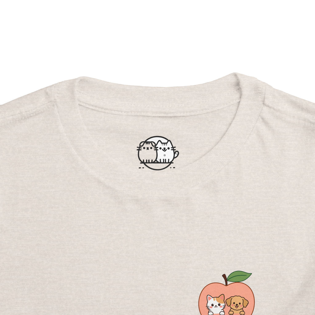 Peach Pocket Friends Toddler Tee | Cute Fruit Illustration