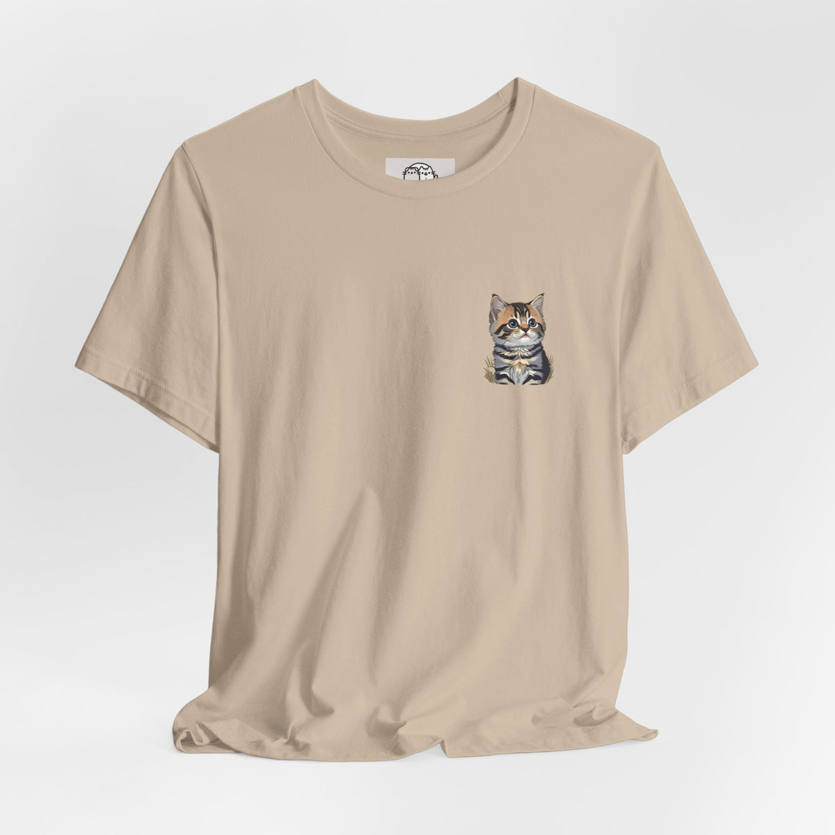 Main Coon Cat Pocket Art T-Shirt | Small Chest Cat Illustration- Bestie Best Collection