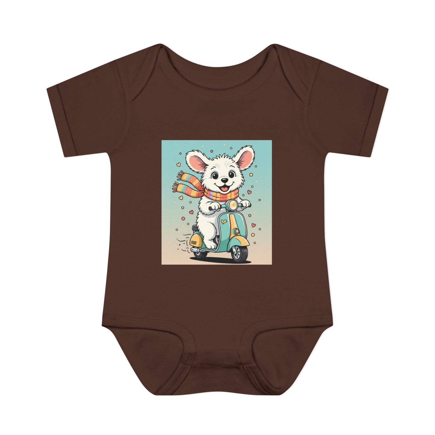 Cute Puppy & his Scooter- Infant Baby Rib Bodysuit- Unisex