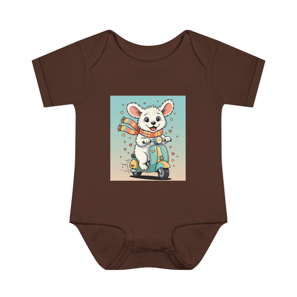 Cute Puppy & his Scooter- Infant Baby Rib Bodysuit- Unisex