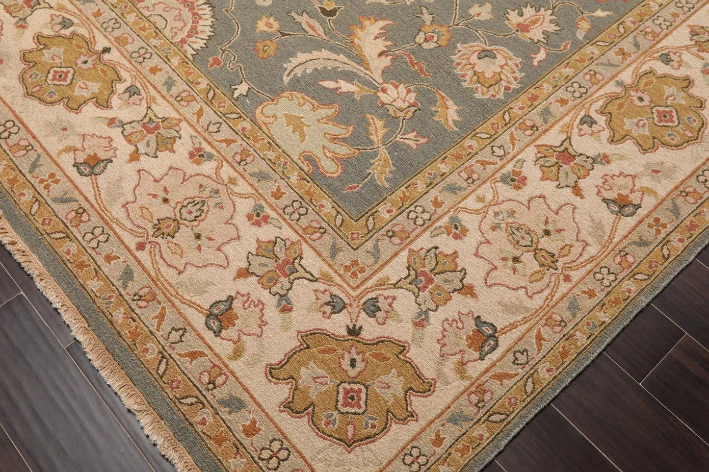 8' x 9'10'' Hand Knotted 100% Wool Area Rug Slate Flat pile