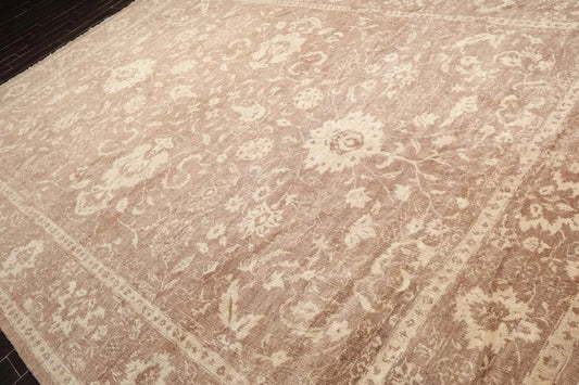10' x 14' Hand Knotted Tibetan Antique Reproduction Erased Pattern Area Rug Brown