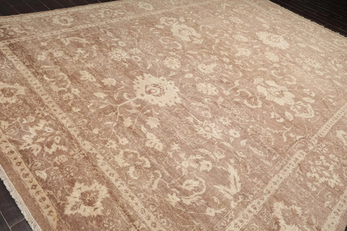 10' x 14' Hand Knotted Tibetan Antique Reproduction Erased Pattern Area Rug Brown