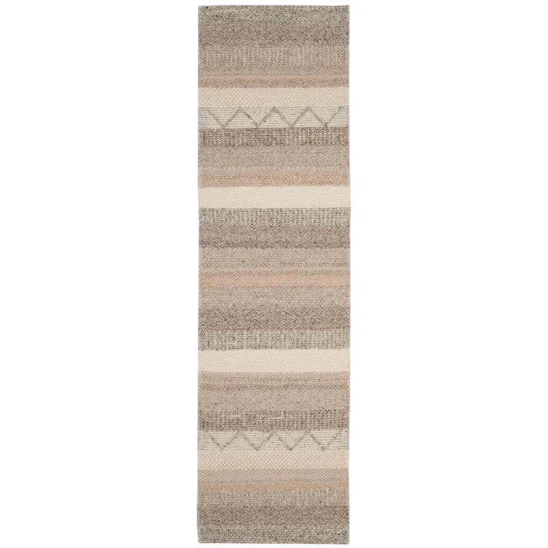 Jacques Hand Woven Wool/Cotton Striped Rug in Beige