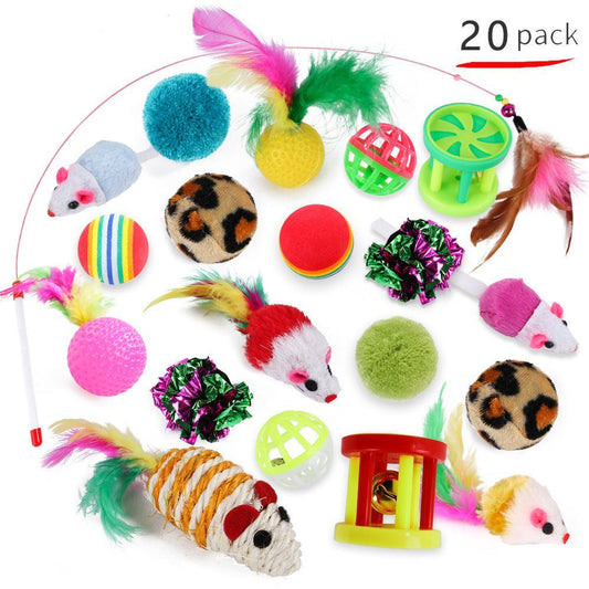 20-Piece Set Of Hilarious Plush Cat Toys With Funny Cat Stick And Sisal Mouse-0