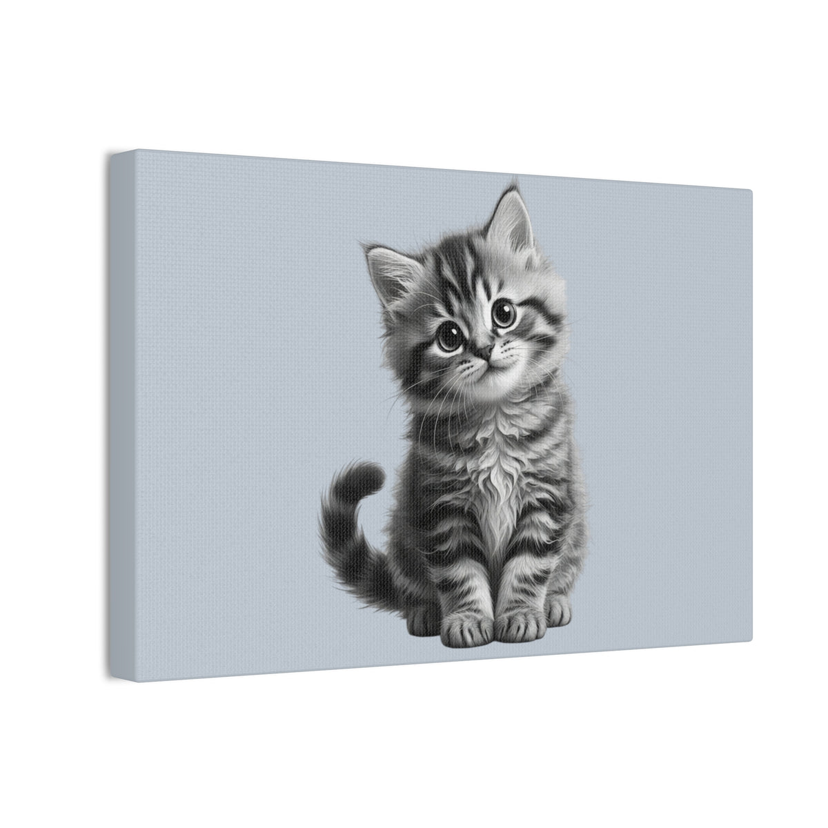 Gray Tabby Kitten Illustration Canvas- Bestie Best Decor Collection- Sage Collection