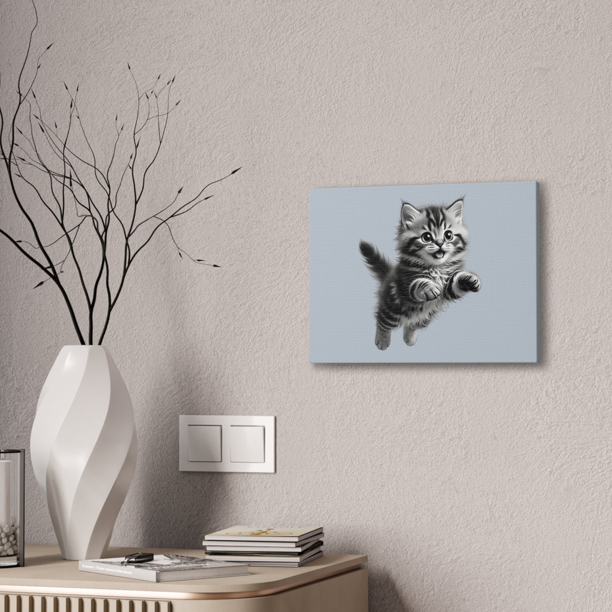Playful tabby Kitten Canvas- Sage Collection- Bestie Best Decor Collection