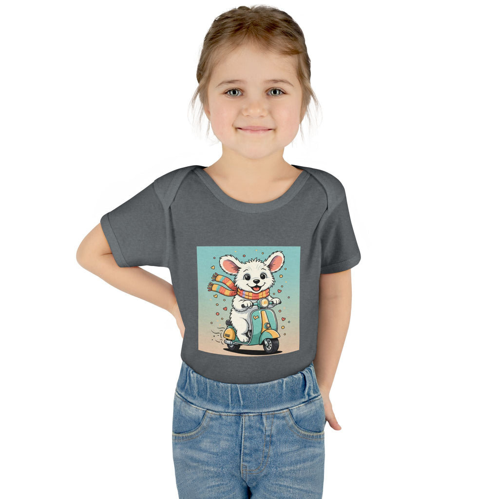 Cute Puppy & his Scooter- Infant Baby Rib Bodysuit- Unisex