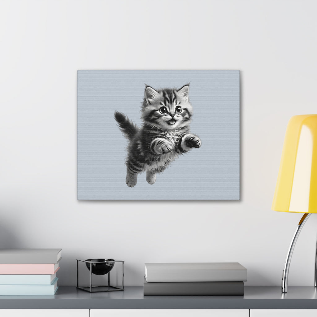 Playful tabby Kitten Canvas- Sage Collection- Bestie Best Decor Collection