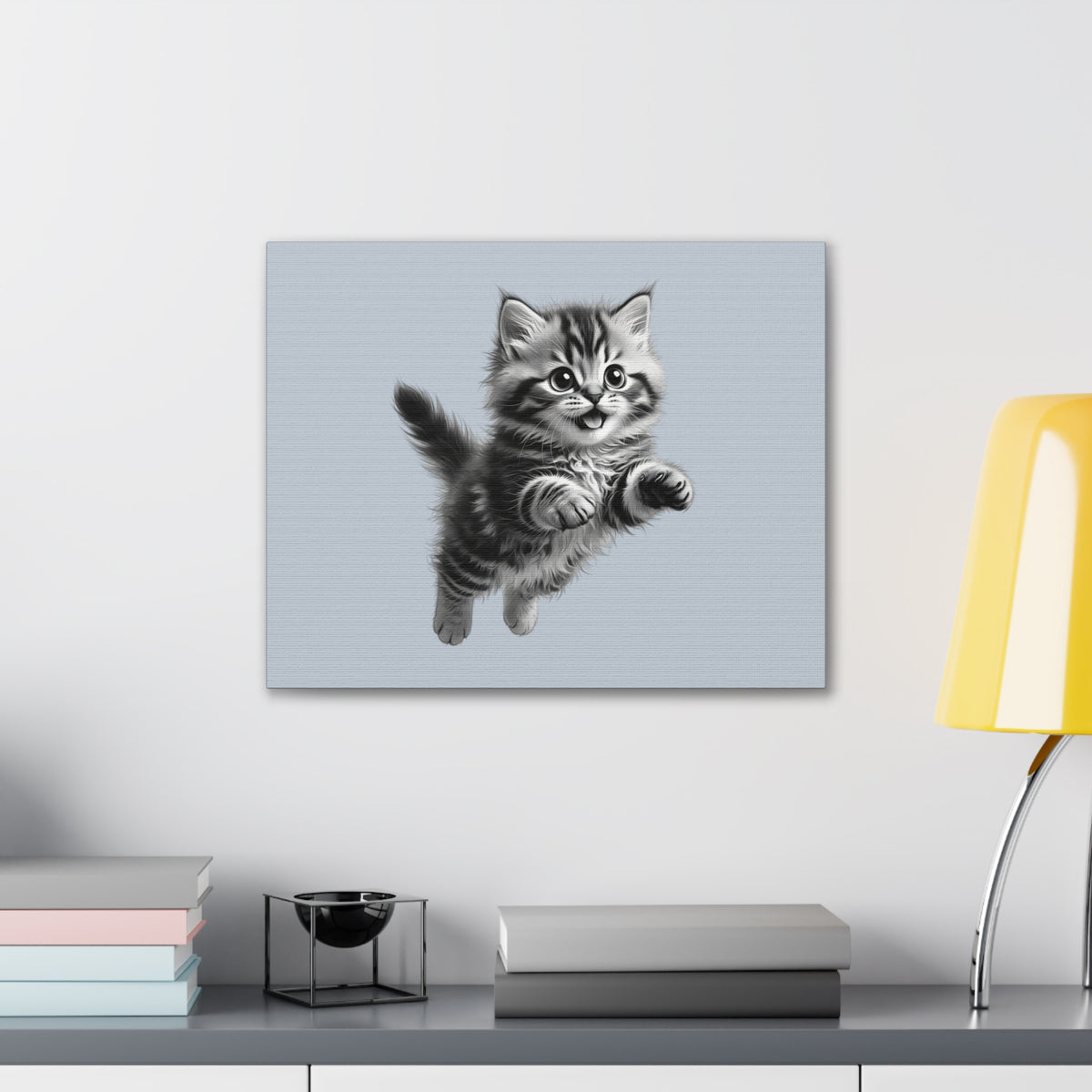 Playful tabby Kitten Canvas- Sage Collection- Bestie Best Decor Collection
