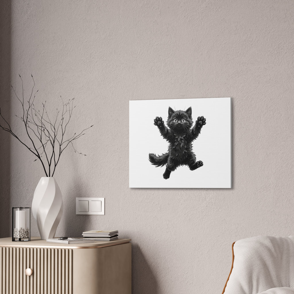 Playful Fluffy Black Kitten Canvas- Twixie Collection- Bestie Best Decor Collection