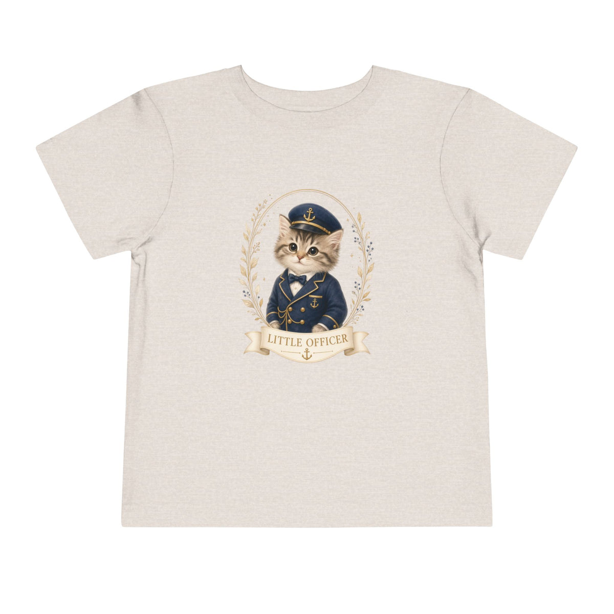 Little Officer Cat toddler tee | kitten captain illustration- Carmen Collection- Bestie Best Luxury Collection