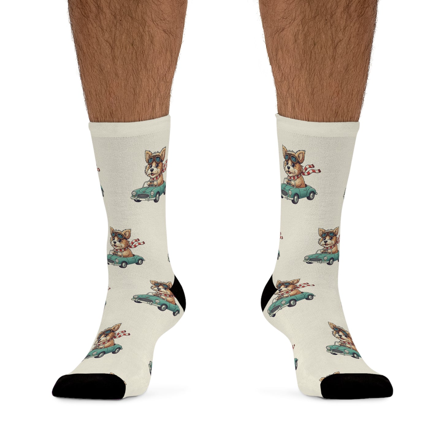 Dog Driving Car Socks — Cute Poly Crew Socks Unisex