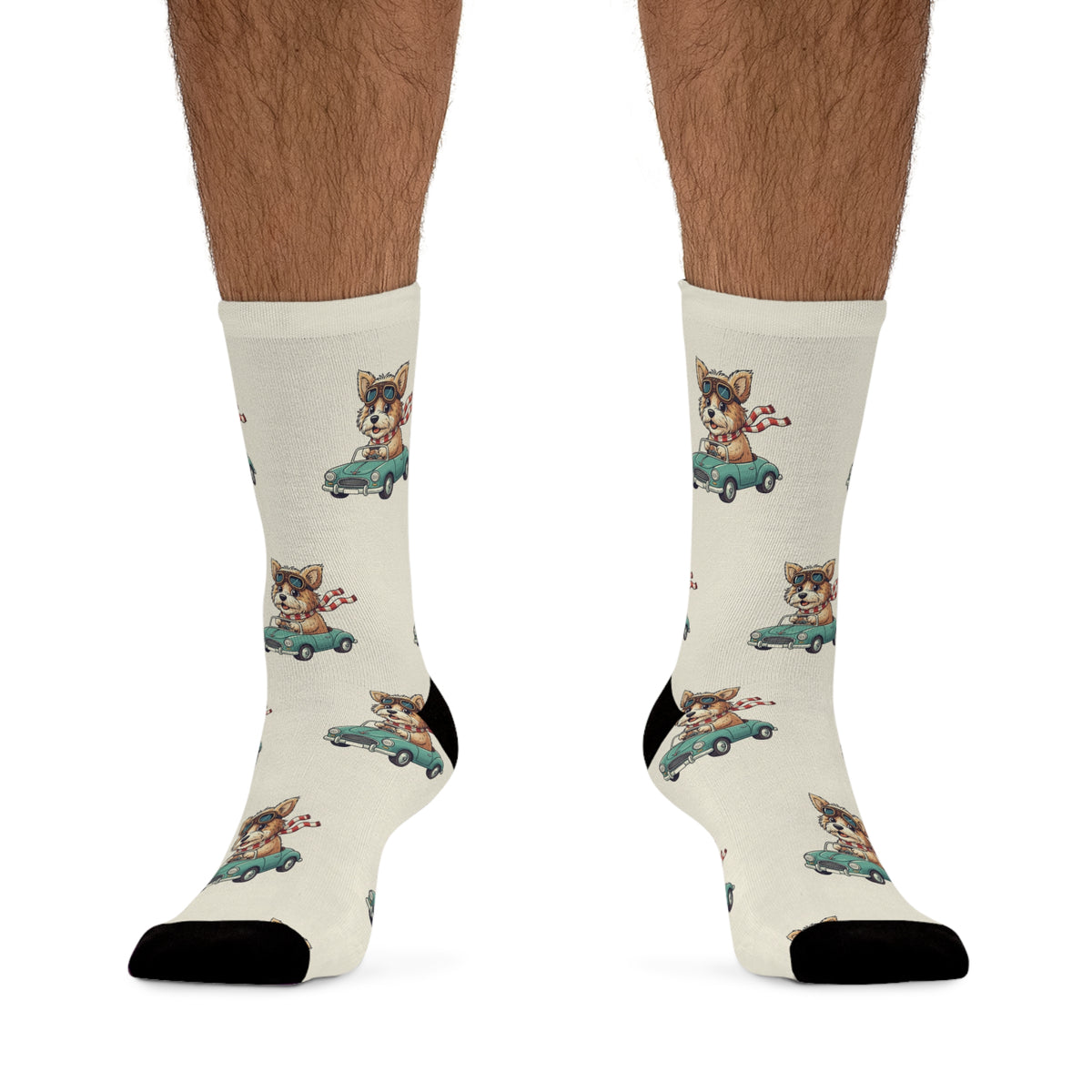 Dog Driving Car Socks — Cute Poly Crew Socks Unisex