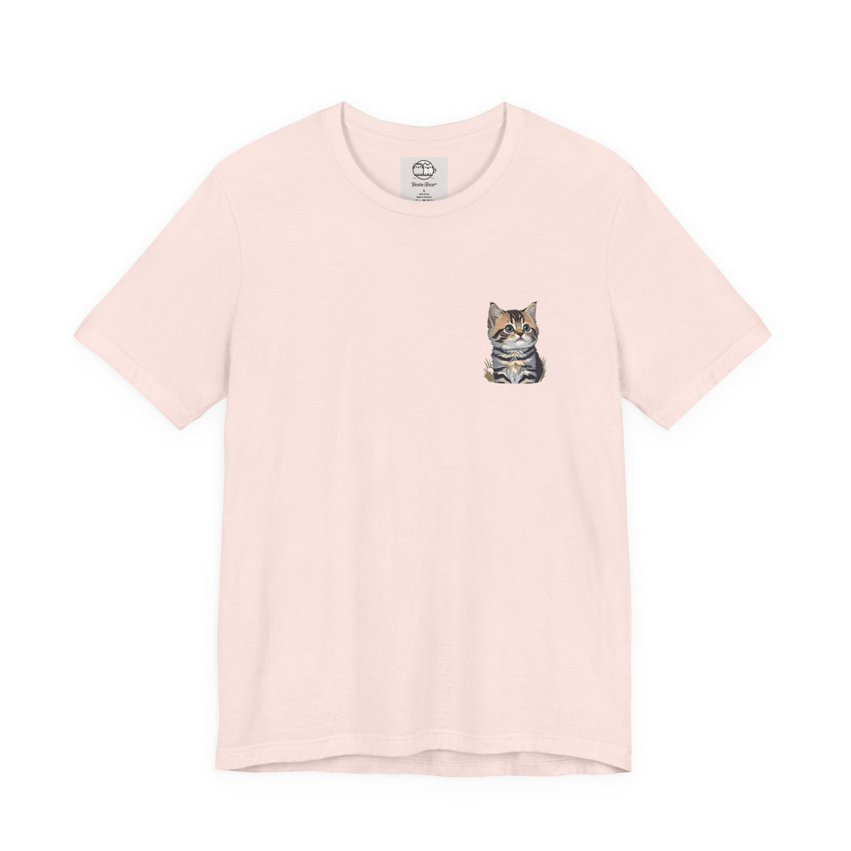 Main Coon Cat Pocket Art T-Shirt | Small Chest Cat Illustration- Bestie Best Collection
