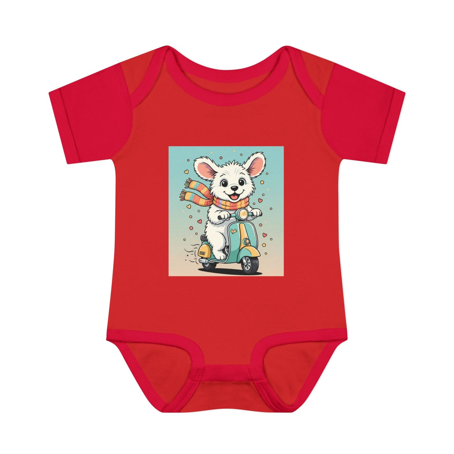 Cute Puppy & his Scooter- Infant Baby Rib Bodysuit- Unisex