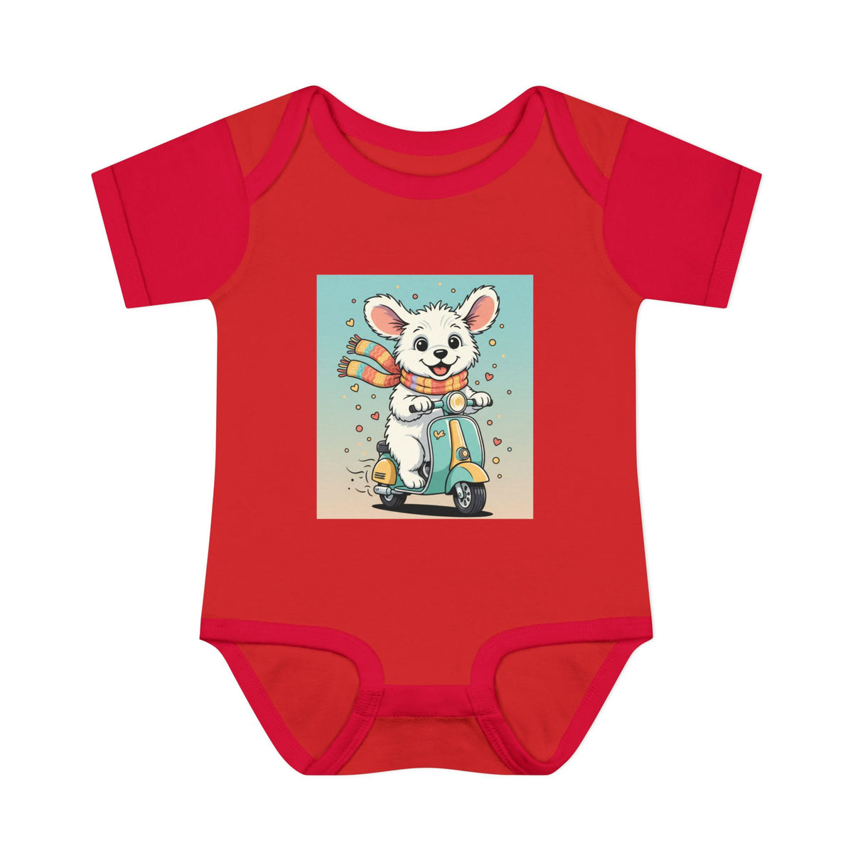 Cute Puppy & his Scooter- Infant Baby Rib Bodysuit- Unisex