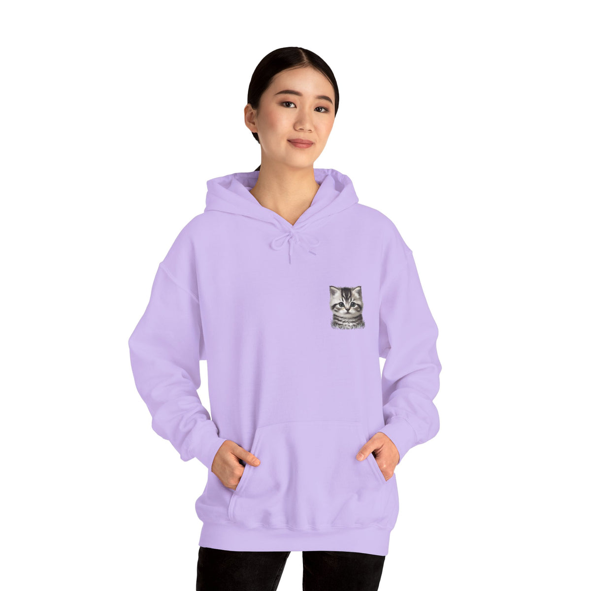 Proper Cat Portrait Illustration Hoodie | Small Chest Print, Bestie Best Collection