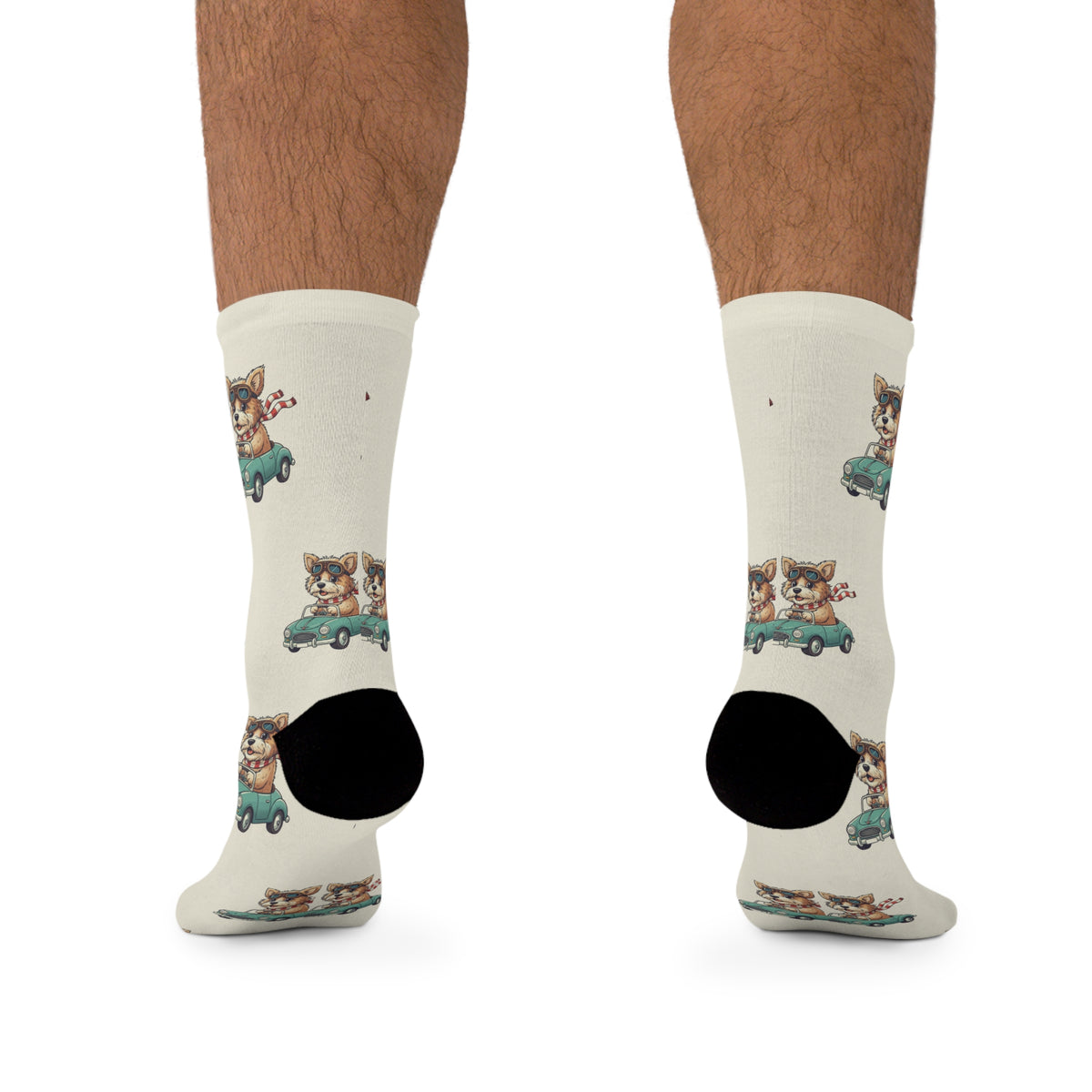 Dog Driving Car Socks — Cute Poly Crew Socks Unisex