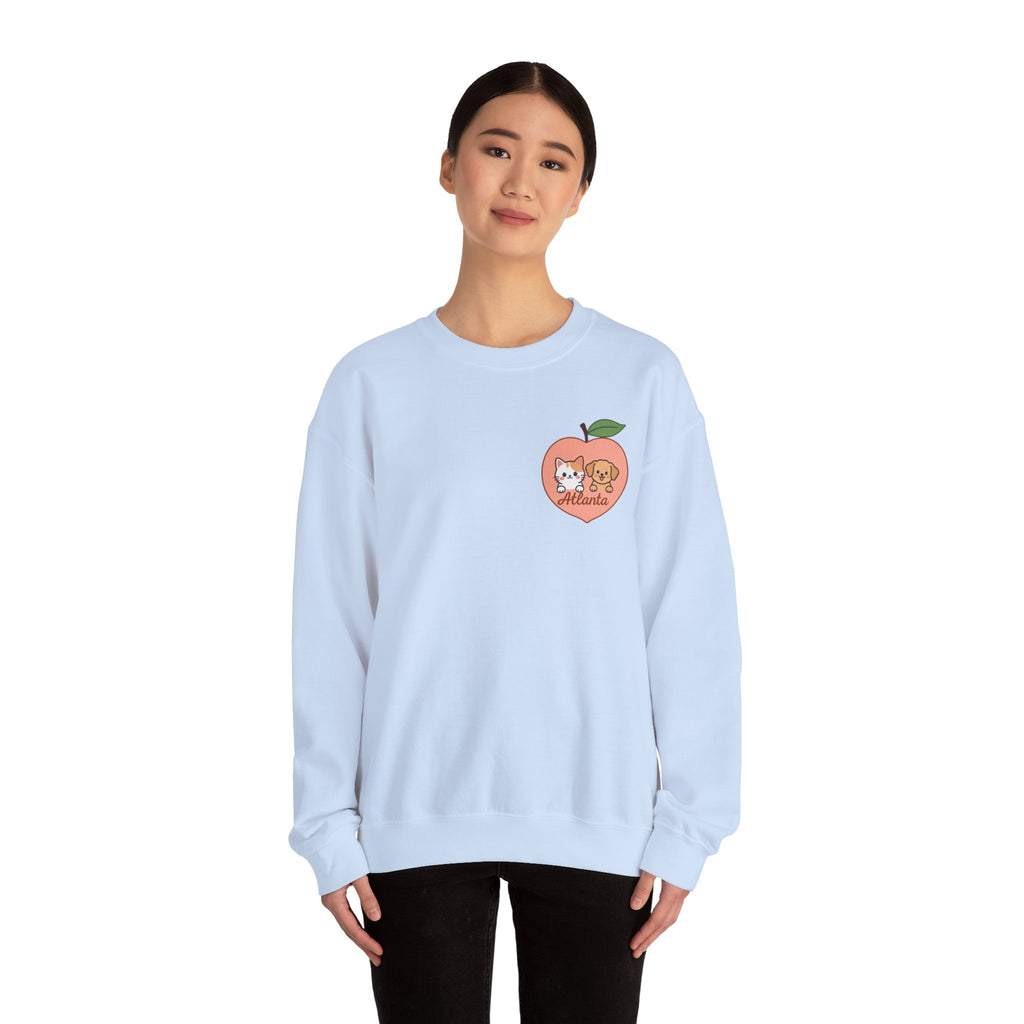 ATLANTA Peach Kitten & Doggie sweatshirt | Cute GA peach illustration