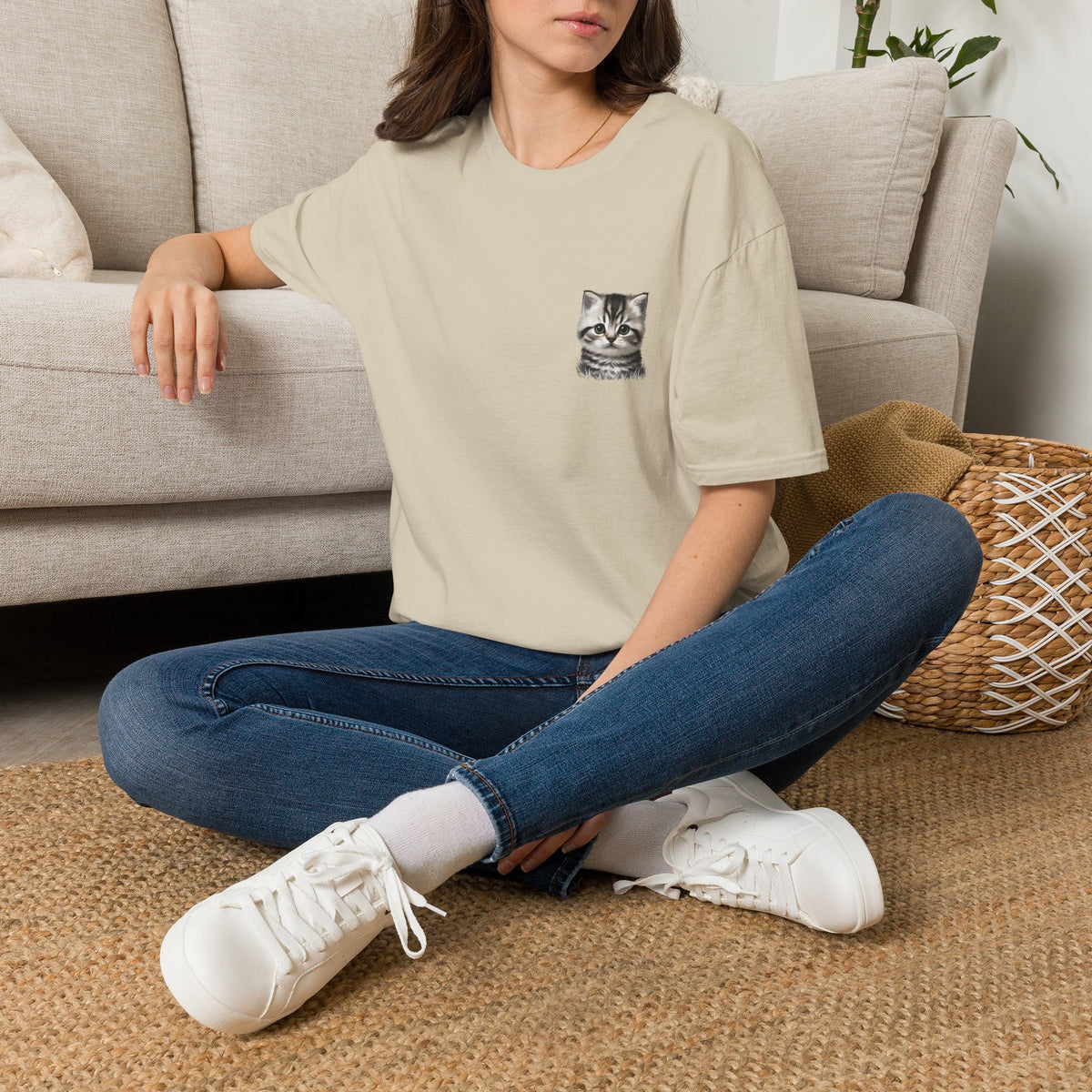 Proper Kitten Portrait T-Shirt | Small Chest Pocket Illustration- Bestie Best Collection