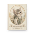 Tiny Explorer kitten illustration Hardcover Journal | Vintage backpack kitten portrait