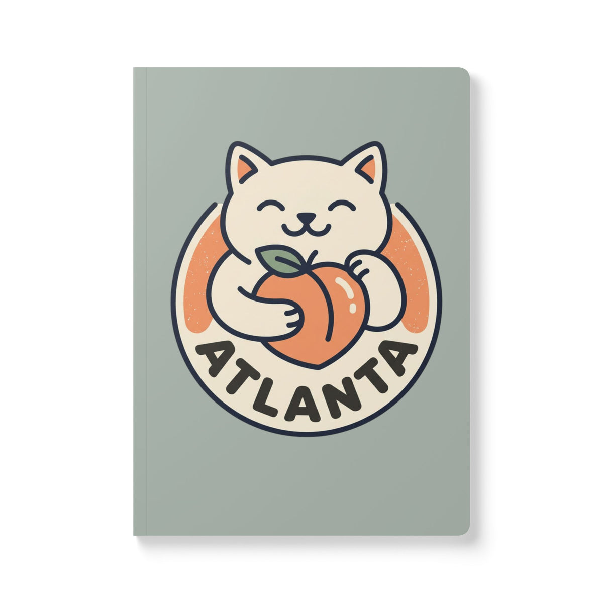 Atlanta Peach Cat Journal | Softcover Notebook, Illustrated City Sticker Design
