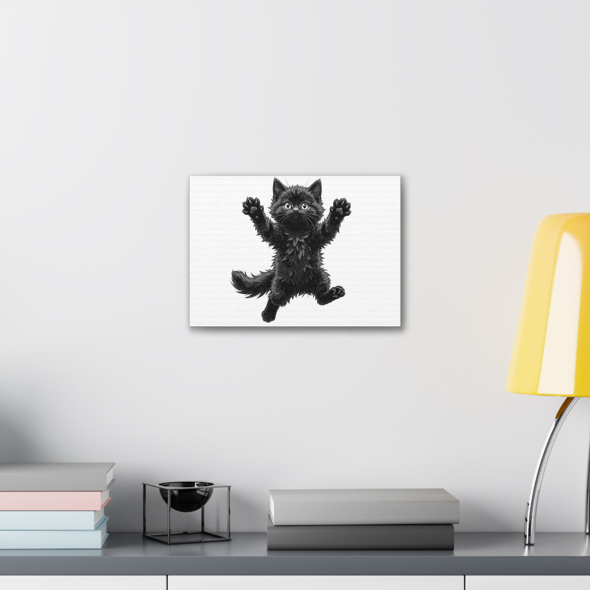 Playful Fluffy Black Kitten Canvas- Twixie Collection- Bestie Best Decor Collection