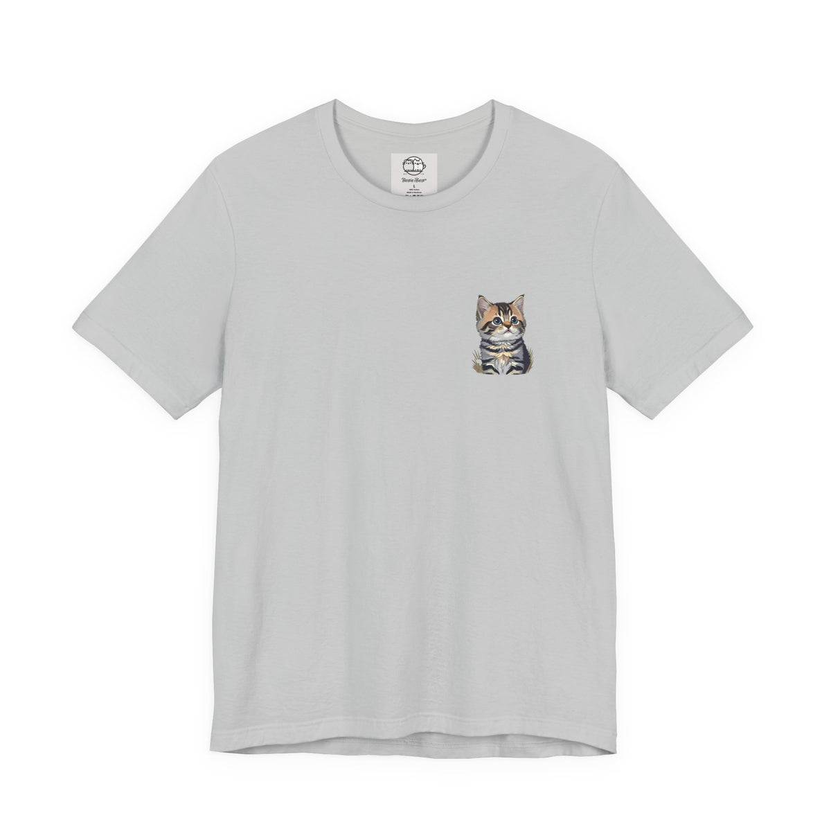 Main Coon Cat Pocket Art T-Shirt | Small Chest Cat Illustration- Bestie Best Collection