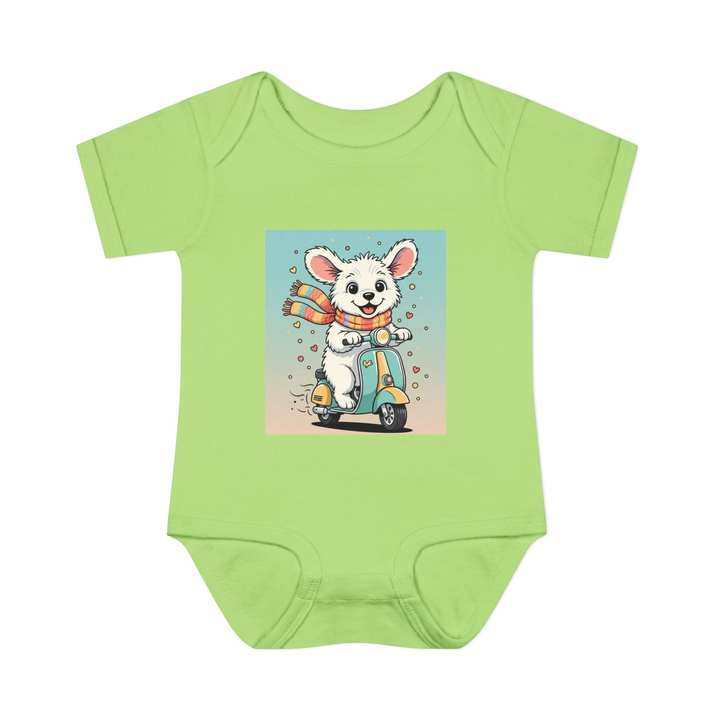 Cute Puppy & his Scooter- Infant Baby Rib Bodysuit- Unisex