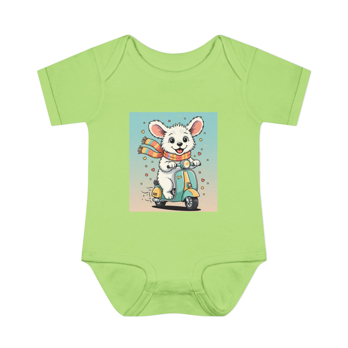 Cute Puppy & his Scooter- Infant Baby Rib Bodysuit- Unisex