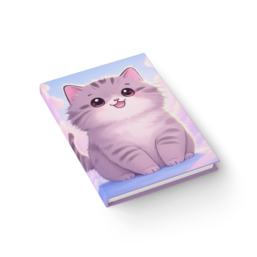 Cute Fluffy Kitten Journal | Ruled Lined Notebook, Pastel Cat Art