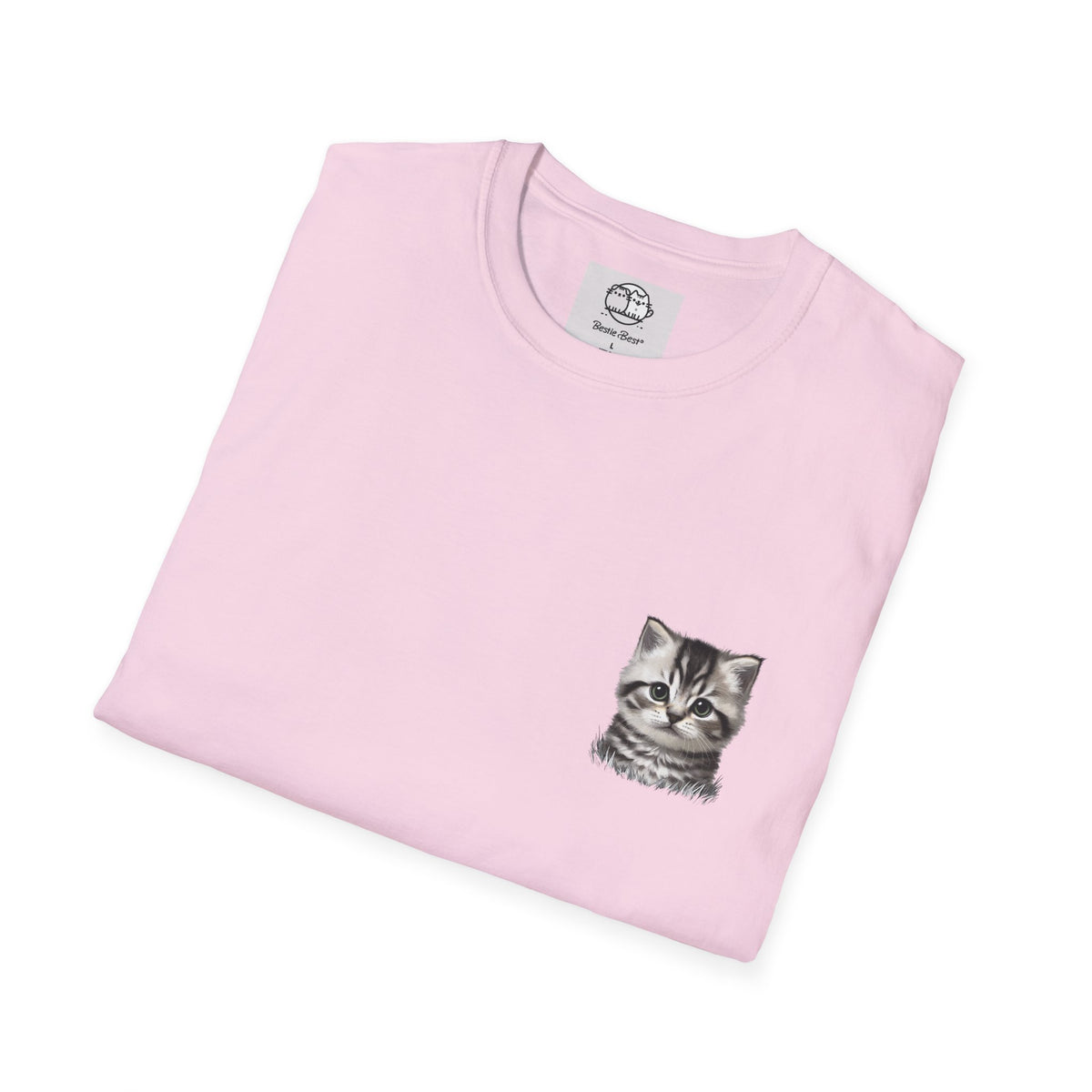 Proper Kitten Portrait T-Shirt | Small Chest Pocket Illustration- Bestie Best Collection
