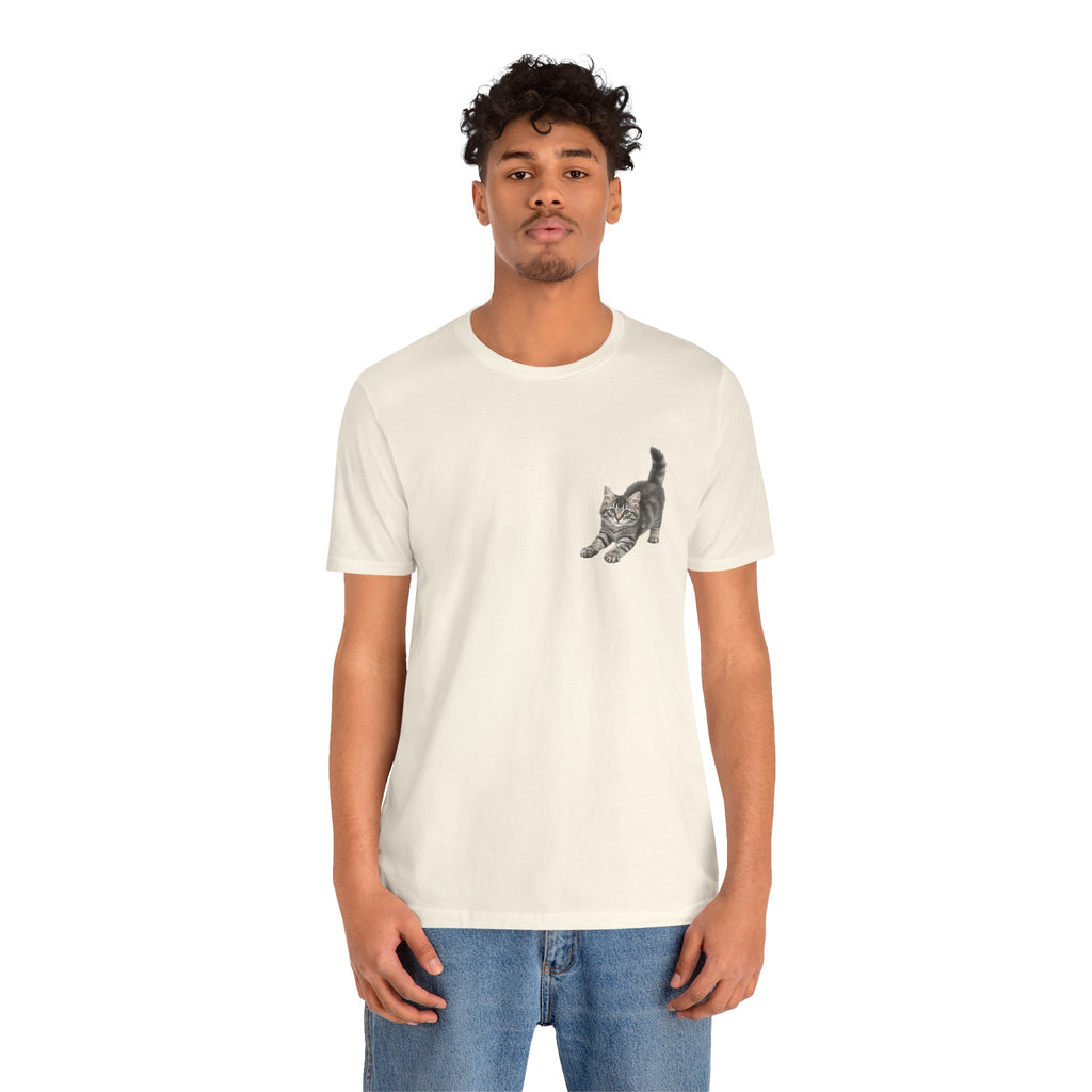 Playful Kitten Pounce Illustration Tee | Carmen Collection Cat Drawing