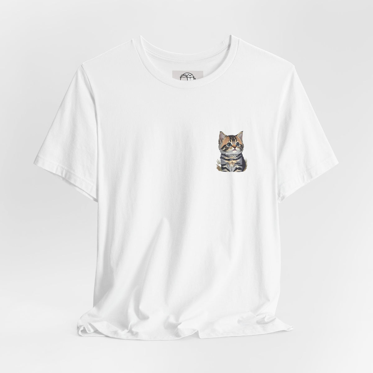 Main Coon Cat Pocket Art T-Shirt | Small Chest Cat Illustration- Bestie Best Collection