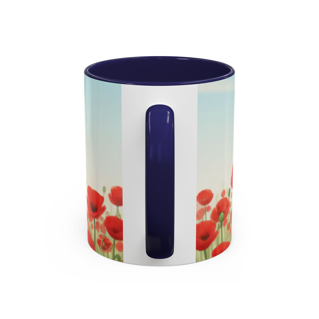 Poppy Field Accent Coffee Mug — Floral 11/15oz Ceramic Morning Cup Bright Uplifting
