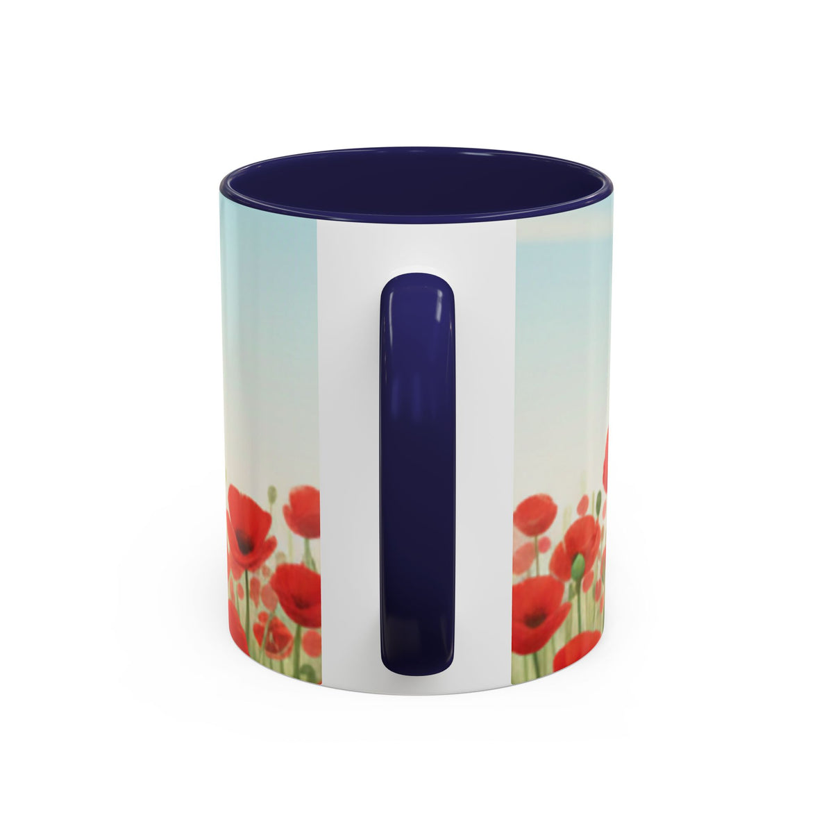 Poppy Field Accent Coffee Mug — Floral 11/15oz Ceramic Morning Cup Bright Uplifting