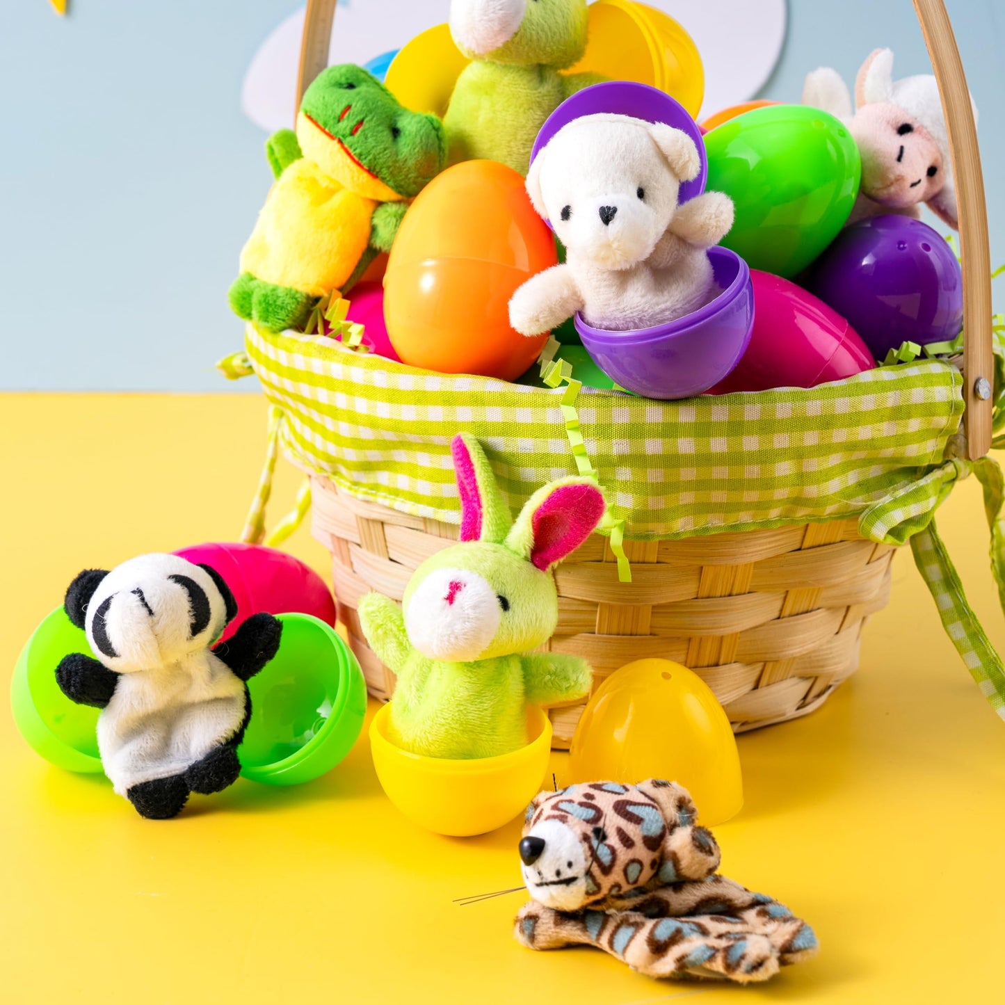 36 Packs Prefilled Easter Eggs with Toys,Easter Eggs with Finger Puppets Toys for Kids Toddler,Easter Basket Easter Goodie Bag Fillers